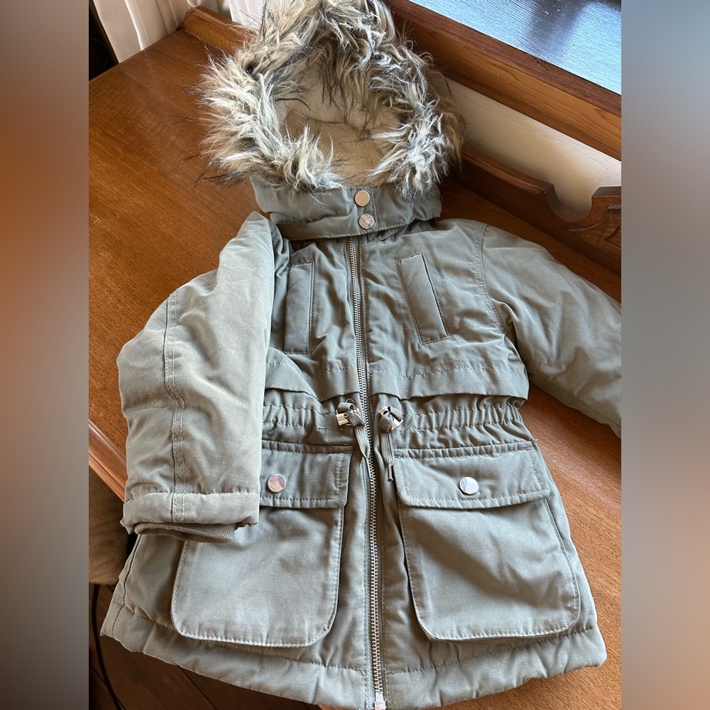 Olive colored Girls Warm Winter Coat